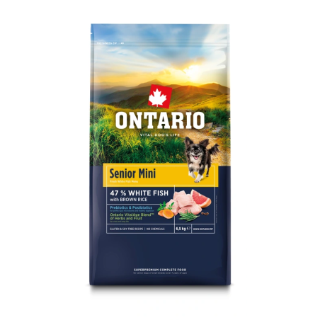 Ontario Senior Mini Fish & Brown Rice 2,25 kg sausas maistas mažų veislių vyresnio amžiaus šunims