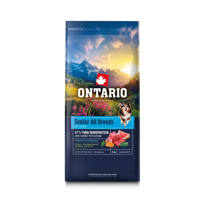 Ontario Senior All Breeds Monoprotein Tuna & Sweet Potatoes 2,25 kg sausas maistas vyresnio amžiaus visų veislių šunims