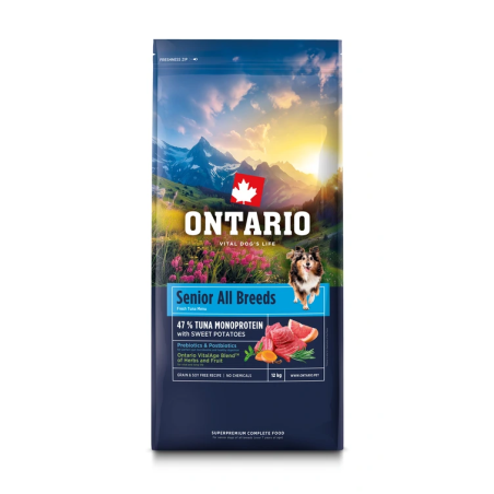 Ontario Senior All Breeds Monoprotein Tuna & Sweet Potatoes 2,25 kg sausas maistas vyresnio amžiaus visų veislių šunims
