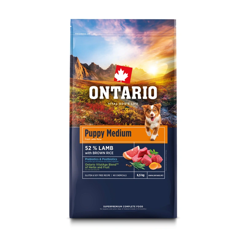 Ontario Puppy & Junior Medium Lamb & Brown Rice 2,25 kg | AKVANAMAI